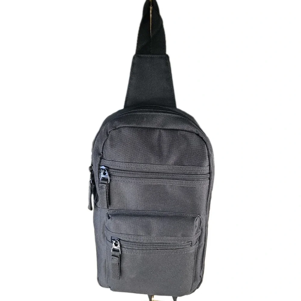 No Boundaries Men's Canvas Sling Bag Crossbody Chest Pack - Black (NWOT)